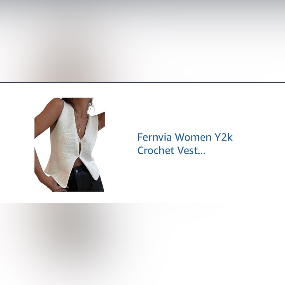 Women's White Crochet Sweater Vest